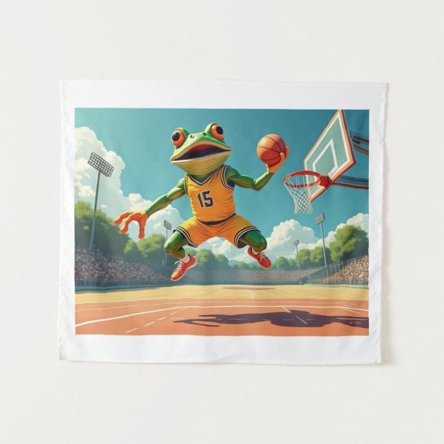 Tapisserie de grenouille de basket (Devant (Horizontal))