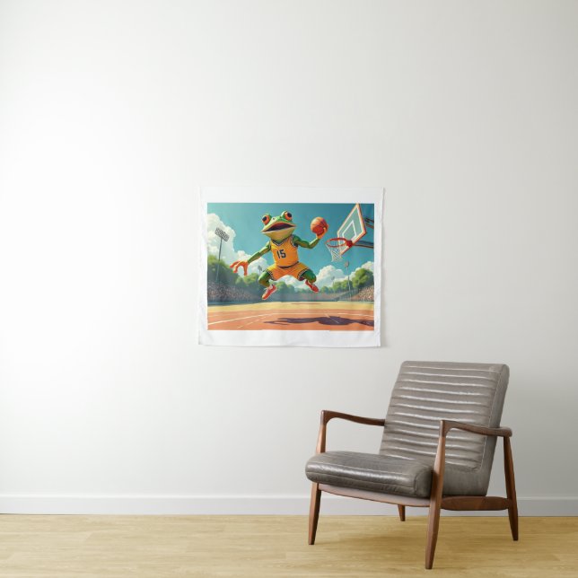 Tapisserie de grenouille de basket (En situation (horizontale))