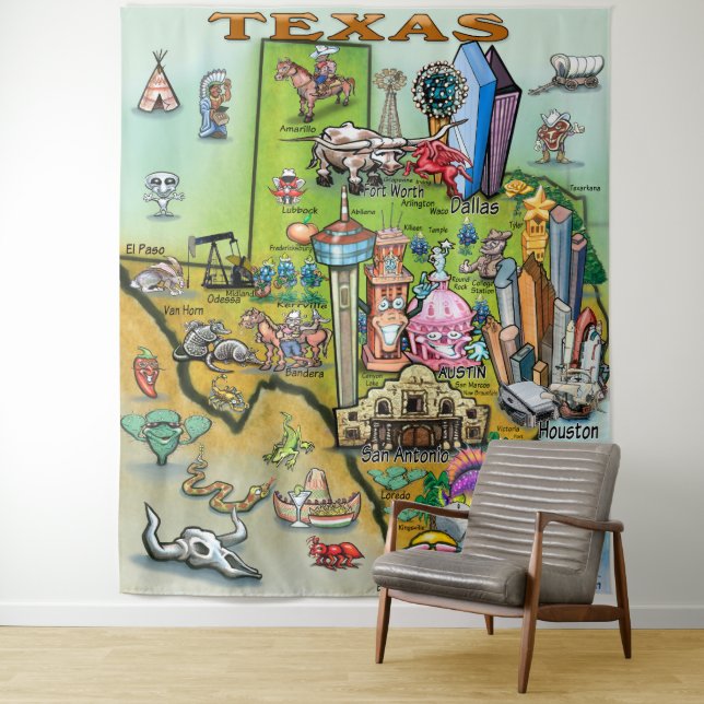 Tapisserie de la carte du Texas Fun (En situation)