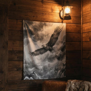 Tapisserie de la montagne de l'aigle en vol Noir