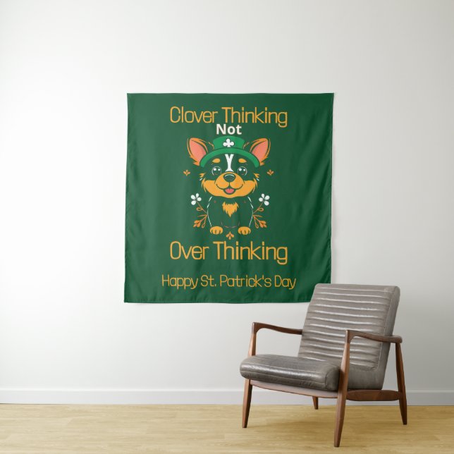 Tapisserie de la Saint-Patrick avec un Corgi migno (En situation)