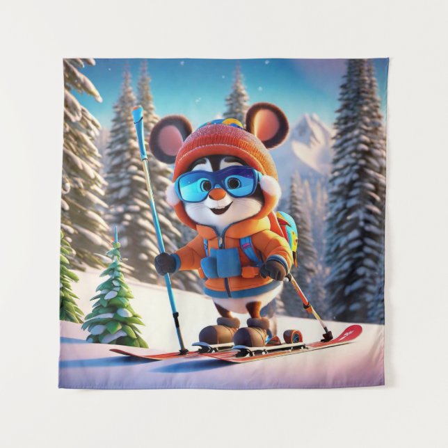 Tapisserie de la souris de ski (Devant)