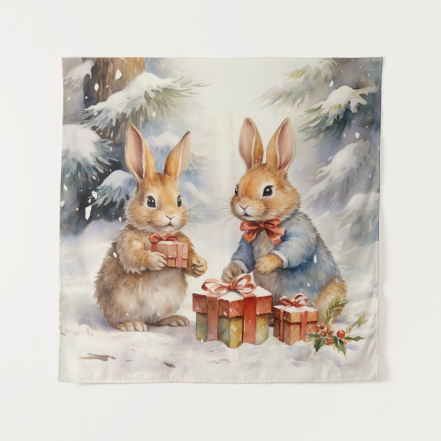 Tapisserie de lapin de Noël (Devant)