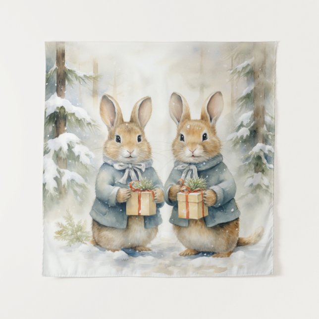 Tapisserie de lapin de Noël (Devant)