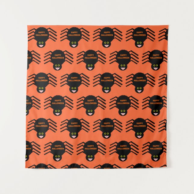 Tapisserie de l'Araignée Noire d'Halloween (Devant (Horizontal))