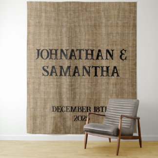 Tapisserie de Mariage de Burlap Rustique personnal