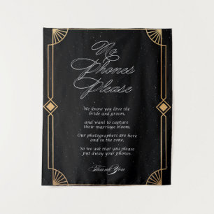 Tapisserie de mariage élégante débranchée - Noir e