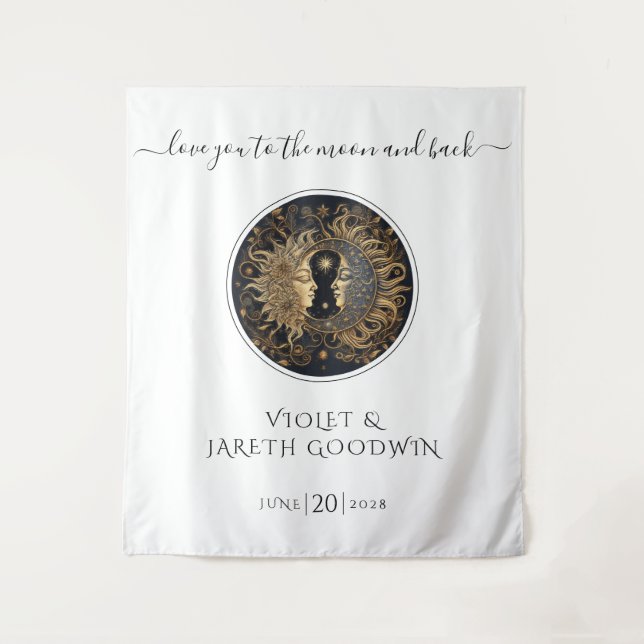 Tapisserie de mariage soleil lune céleste (Devant)