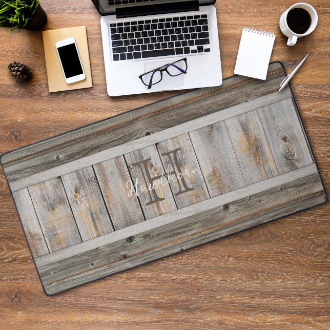 Tapisserie de monogramme rayée gris ton bois rusti (Créateur téléchargé)