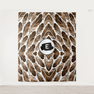 Tapisserie de monogramme sur mesure - Plumes Brown