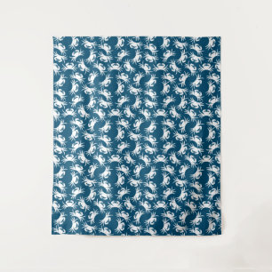 Tapisserie de Motif de crabe blanc et bleu