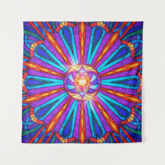 Tapisserie de mur de verre souillée par mandala de