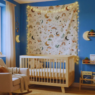 Tapisserie de nurserie céleste Boho Lune étoile