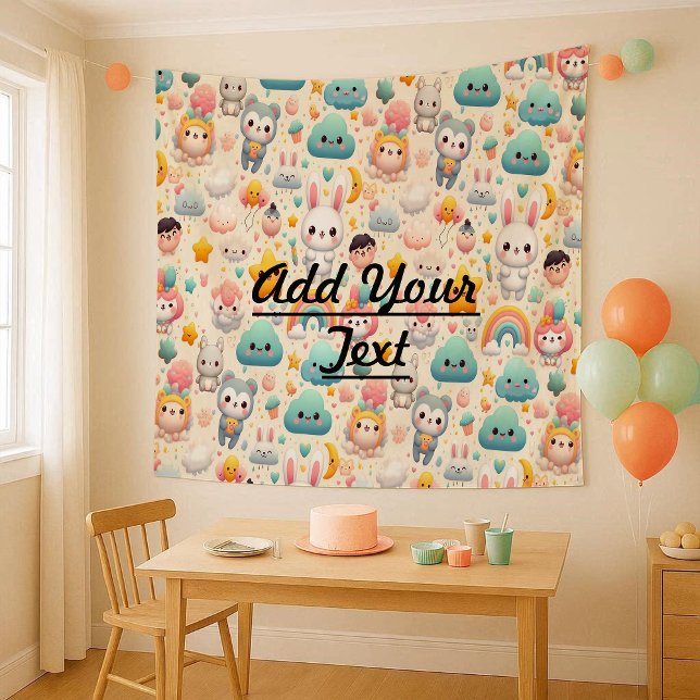 Tapisserie de nurserie fantaisiste pastel de lapin (Kawaii Bunny Pastel Whimsical Nursery Tapestry)