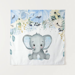 Tapisserie de nursery bébé garçon éléphant floral