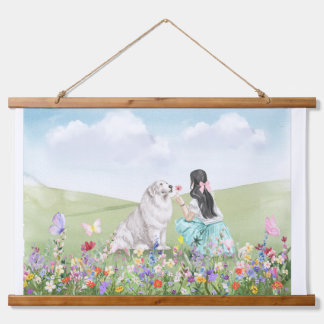 Tapisserie de prairie de printemps Coquette Girl a