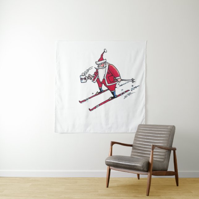 Tapisserie de Santa Skiing (En situation)