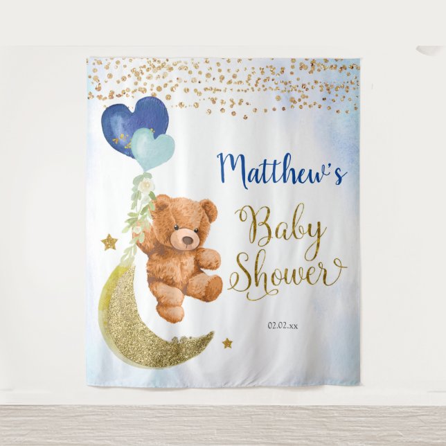 Tapisserie de signe de Baby Shower de ballon d'our (Devant)