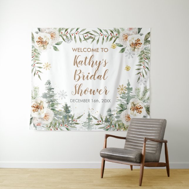Tapisserie de signe de Baby Shower Fleurie Blanche (En situation (horizontale))
