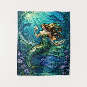 Tapisserie de sirène en verre coloré