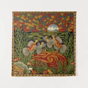 Tapisserie de style rétro Oiseaux exotiques