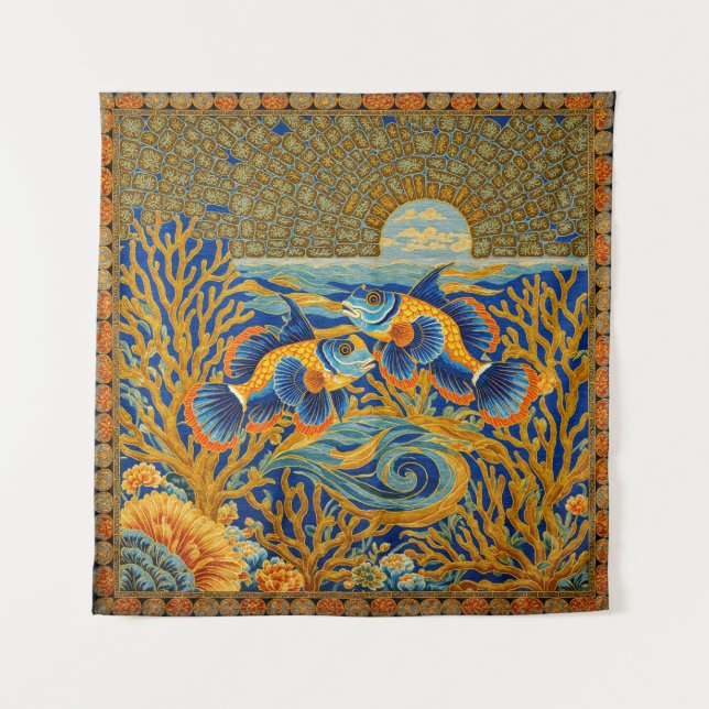 Tapisserie de style rétro Poisson Mandarin orange (Devant)
