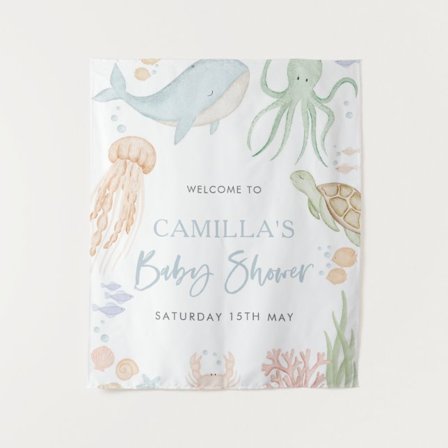 Tapisserie de toile de fond pour Baby Shower Sous  (Devant)