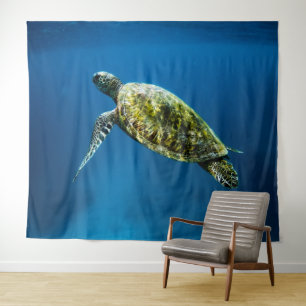Tapisserie de tortues de mer bleu