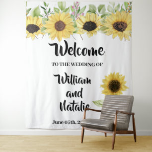 Tapisserie de tournesols de mariage de bienvenue