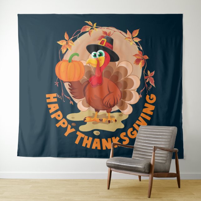 Tapisserie de typographie de Thanksgiving joyeux (En situation (horizontale))