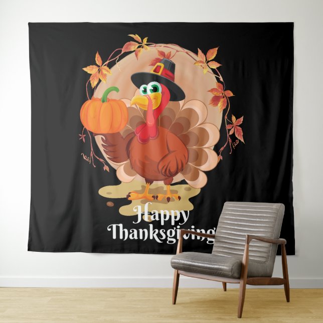 Tapisserie de typographie de Thanksgiving joyeux (En situation (horizontale))