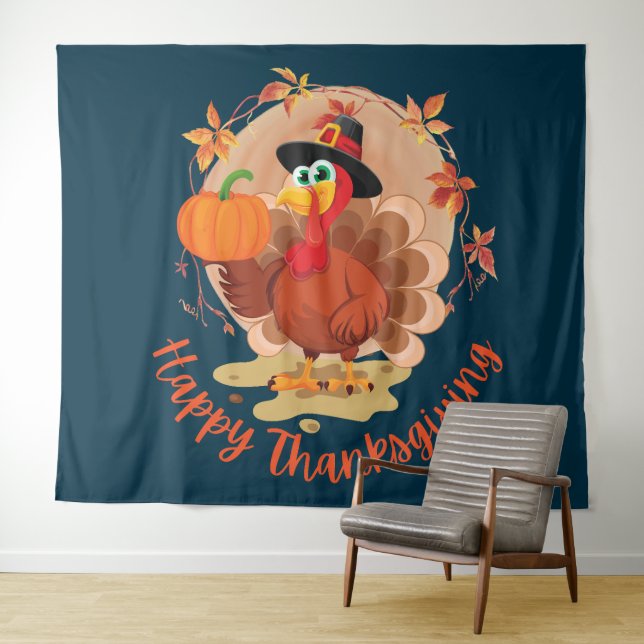 Tapisserie de typographie de Thanksgiving joyeux (En situation (horizontale))