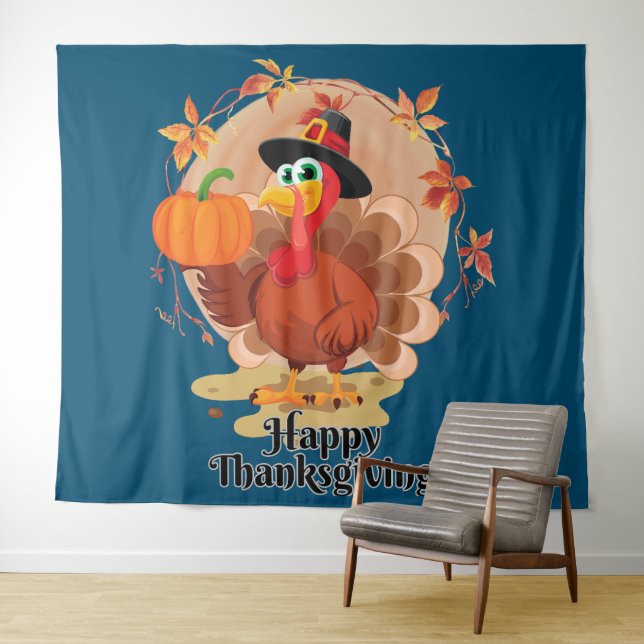 Tapisserie de typographie de Thanksgiving joyeux (En situation (horizontale))