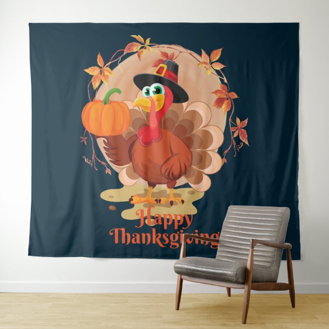Tapisserie de typographie de Thanksgiving joyeux (En situation (horizontale))