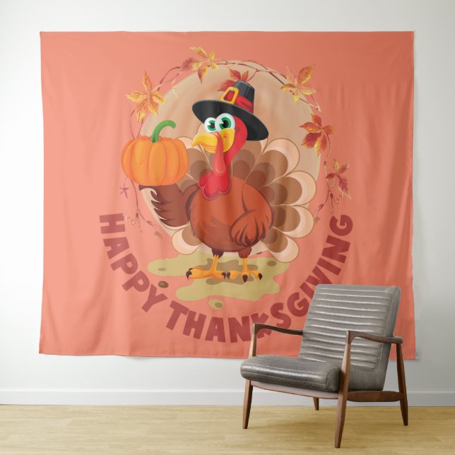 Tapisserie de typographie de Thanksgiving joyeux (En situation (horizontale))