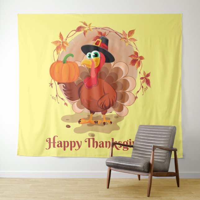 Tapisserie de typographie de Thanksgiving joyeux (En situation (horizontale))