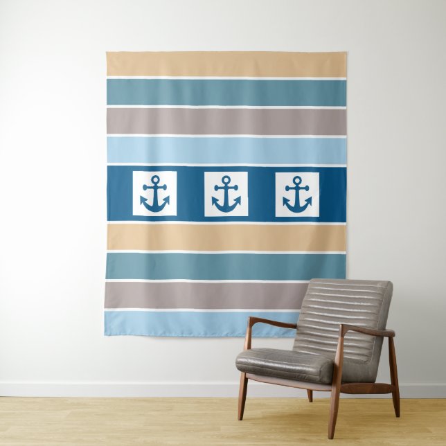 Tapisserie des rayures nautiques (En situation)