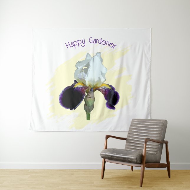 Tapisserie d'iris violet et blanc (En situation (horizontale))