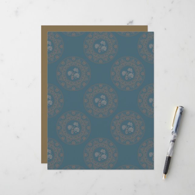 Tapisserie d'or Rococo Polka Dot Mandala Scrapbook (Devant/Arrière en situation)