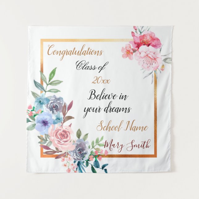 Tapisserie dorée florale personnalisée populaire (Devant)