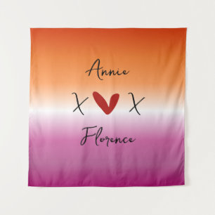 Tapisserie Drapeau Lesbien Coucher de Soleil X Amo