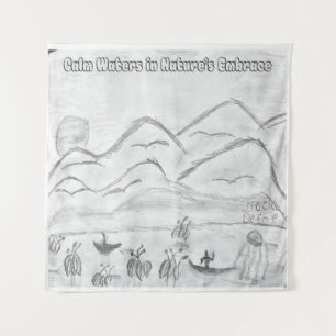 Tapisserie 'Eaux Calmes dans l'Étreinte de la Natu