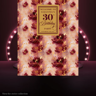 Tapisserie élégante Burgundy Blush Gold 30th Birth
