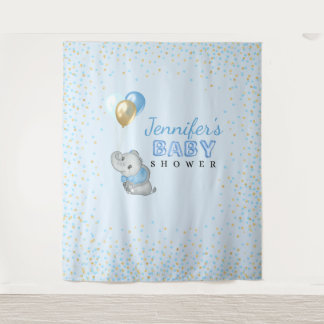 Tapisserie éléphant bleu Baby Shower