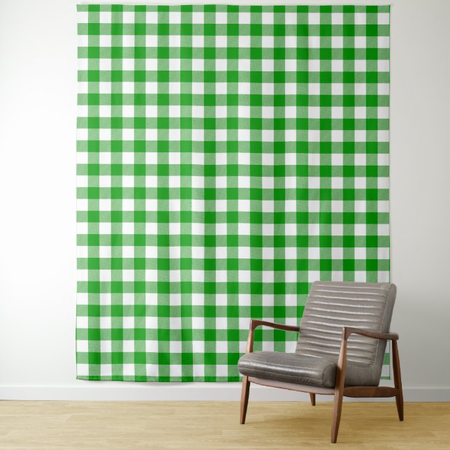 Tapisserie En vichy blanc et vert (En situation)
