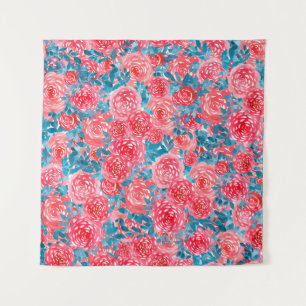 Tapisserie Florale aux Roses à l'Aquarelle