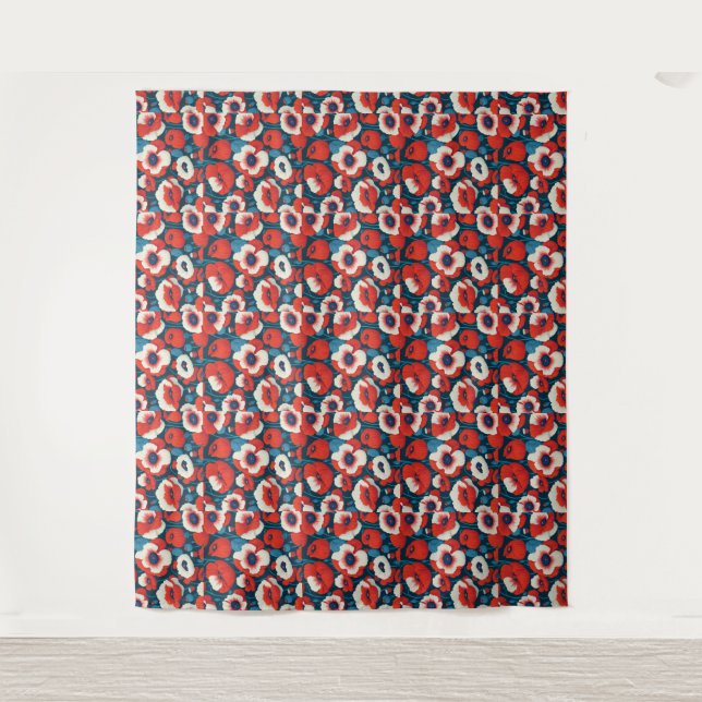 Tapisserie florale Coquelicot rouge  (Devant)