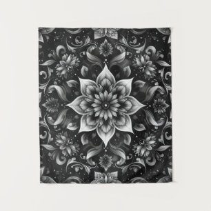 Tapisserie florale noire et blanche