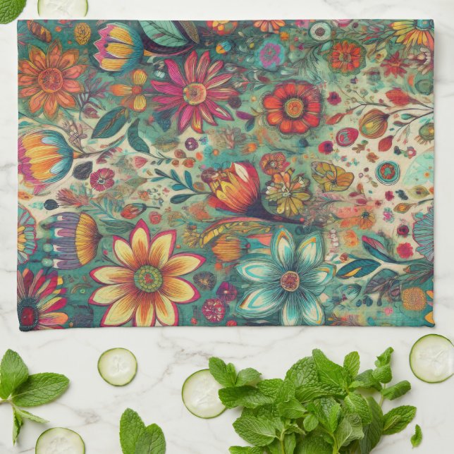 Tapisserie florale Serviette de cuisine (Plié)