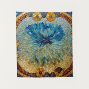 Tapisserie florale verte bleue mosaïque